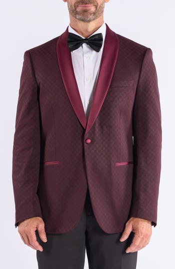 SAVILE ROW CO Jacquard Evening Jacket in Burgundy at Nordstrom Rack, Size 40