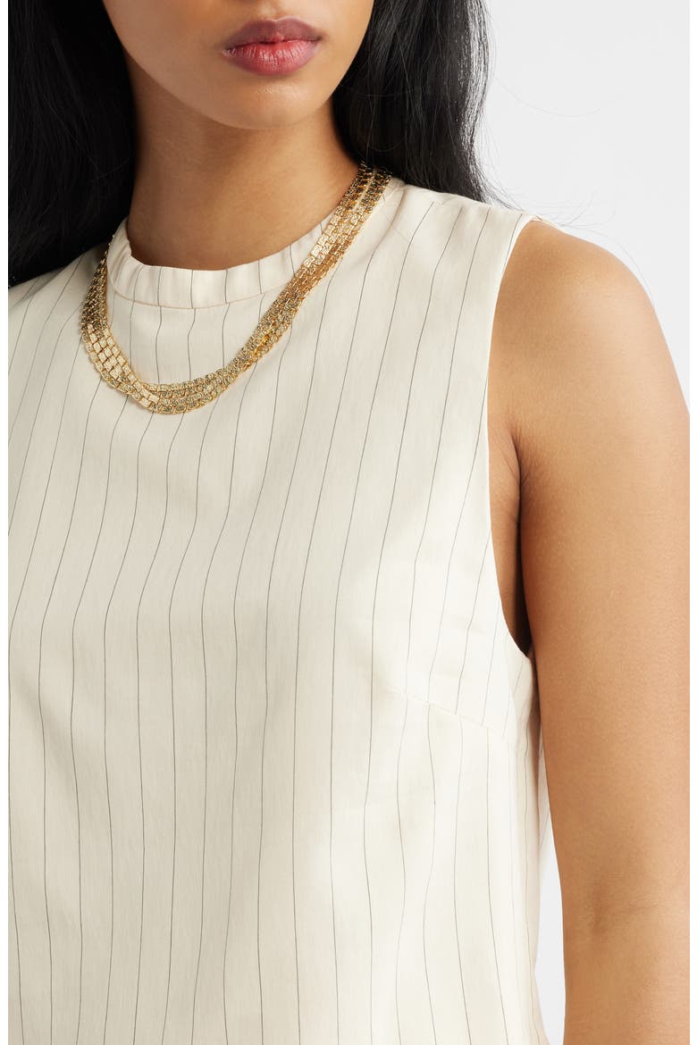 Cadena Pinstripe Embellished Layered Necklace Top, Alternate, color, OFF WHITE