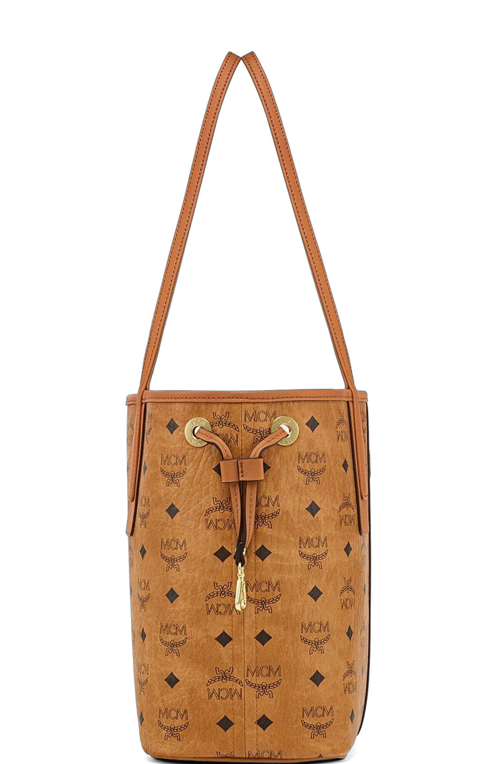 MCM Small Reversible Liz Shopper in Visetos, Alternate, color, Cognac