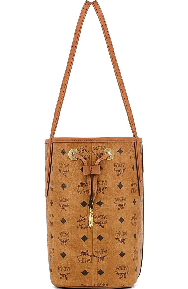 MCM Small Reversible Liz Shopper in Visetos, Alternate, color, Cognac