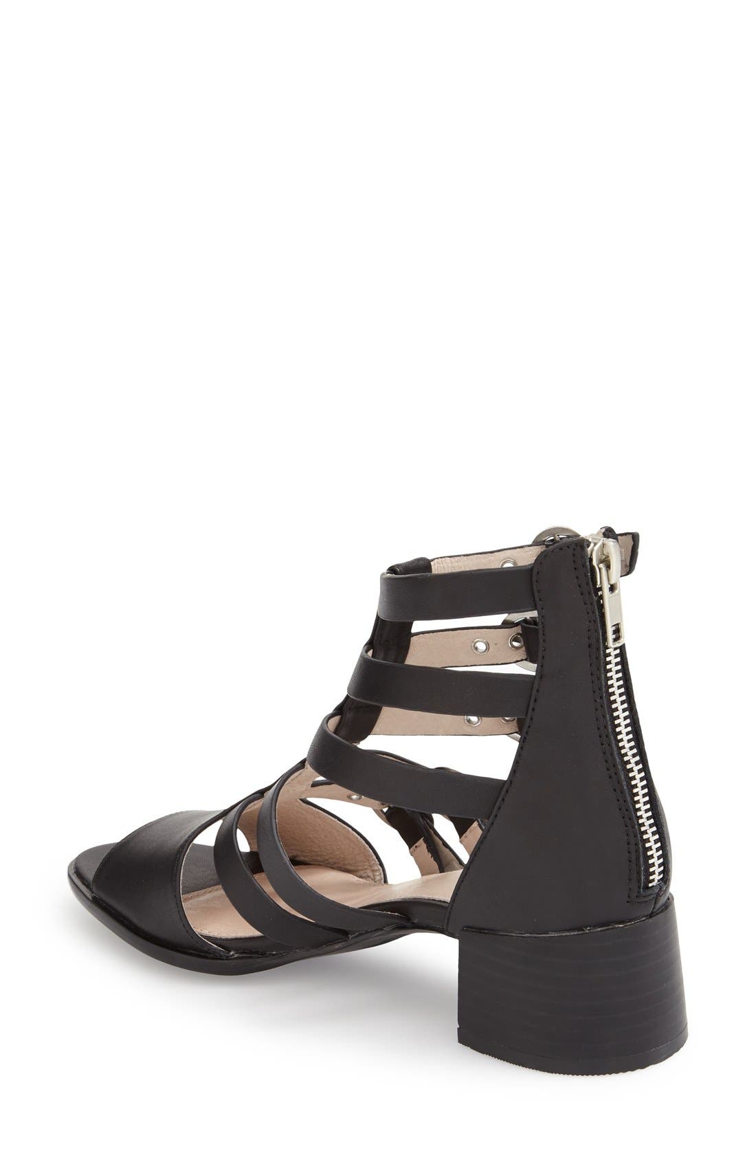 'Bea' Buckle Sandal, Alternate, color, BLACK LEATHER