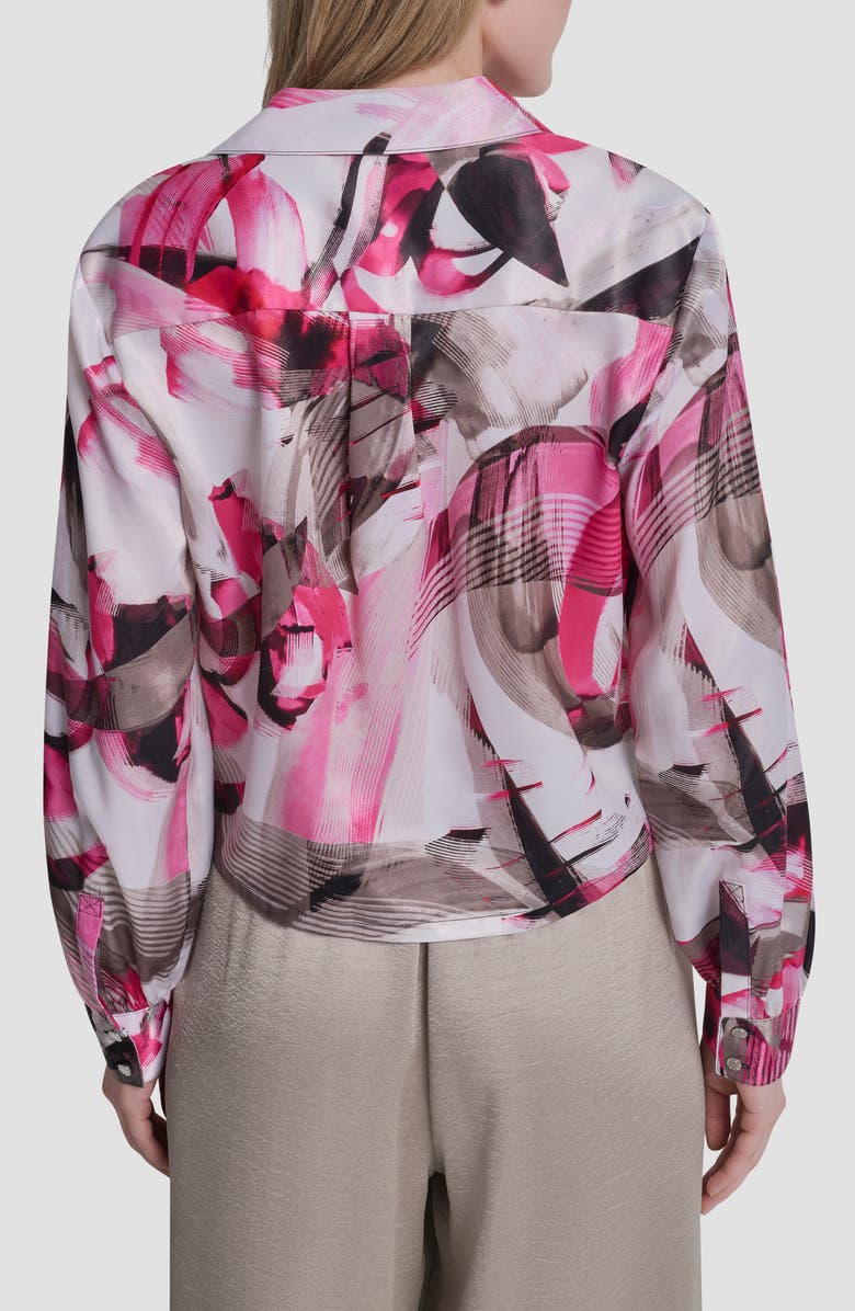 DKNY Satin Button-Up Shirt, Alternate, color, Spring Wisps
