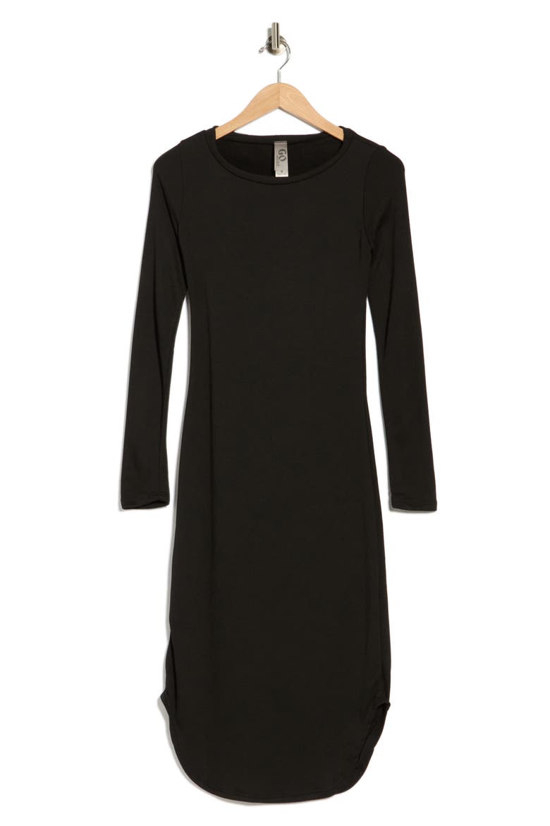 Long Sleeve Knit Dress, Alternate, color, TWO TONE BLACK