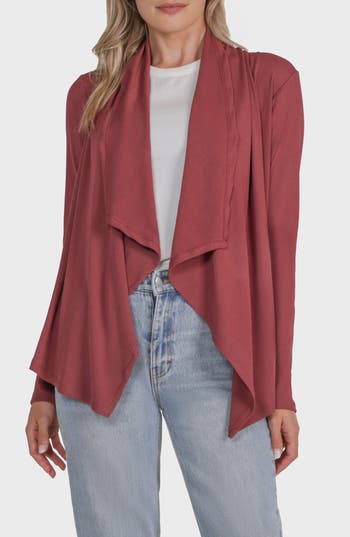 Matty M . Taylor Open Front Cardigan In Burgundy