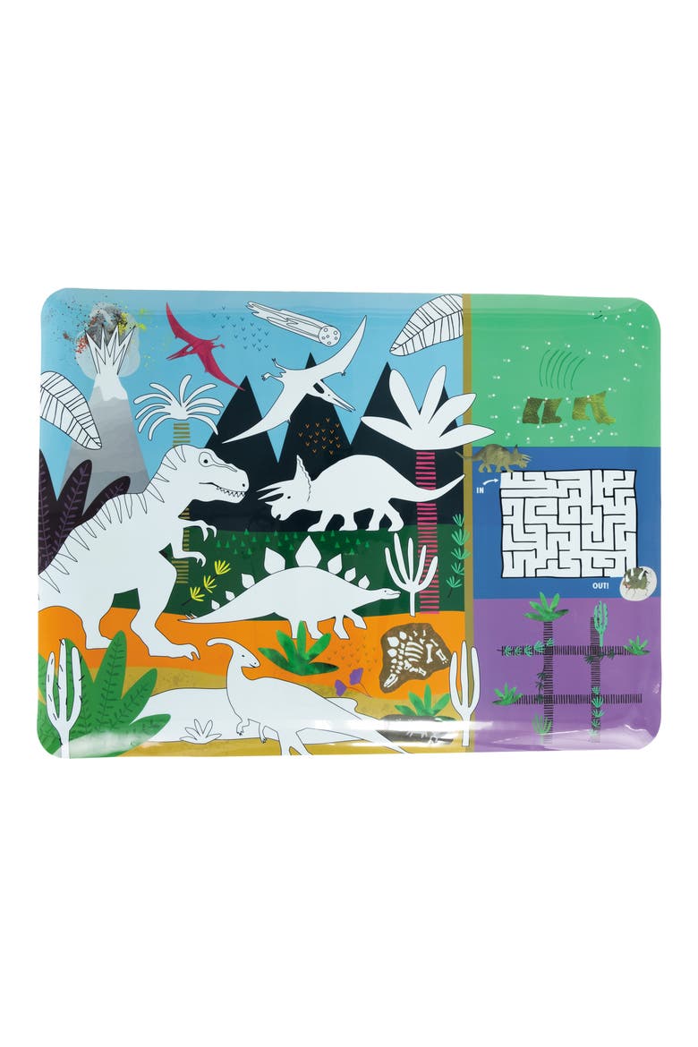 Dino Coloring Fun & Games Mat, Alternate, color, NO COLOR