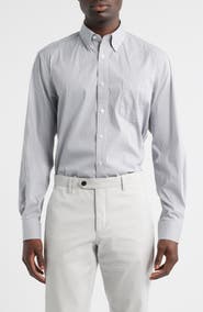 EAGLE Eagle Regular Fit Grey Gingham Check Cotton Button-Down Oxford Shirt