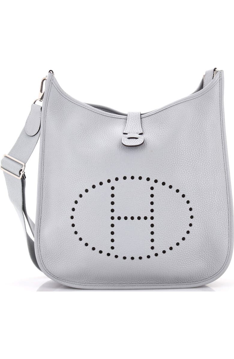 Pre-Owned Hermes Evelyne Bag Gen III Clemence GM, Main, color, Bleu Glacier