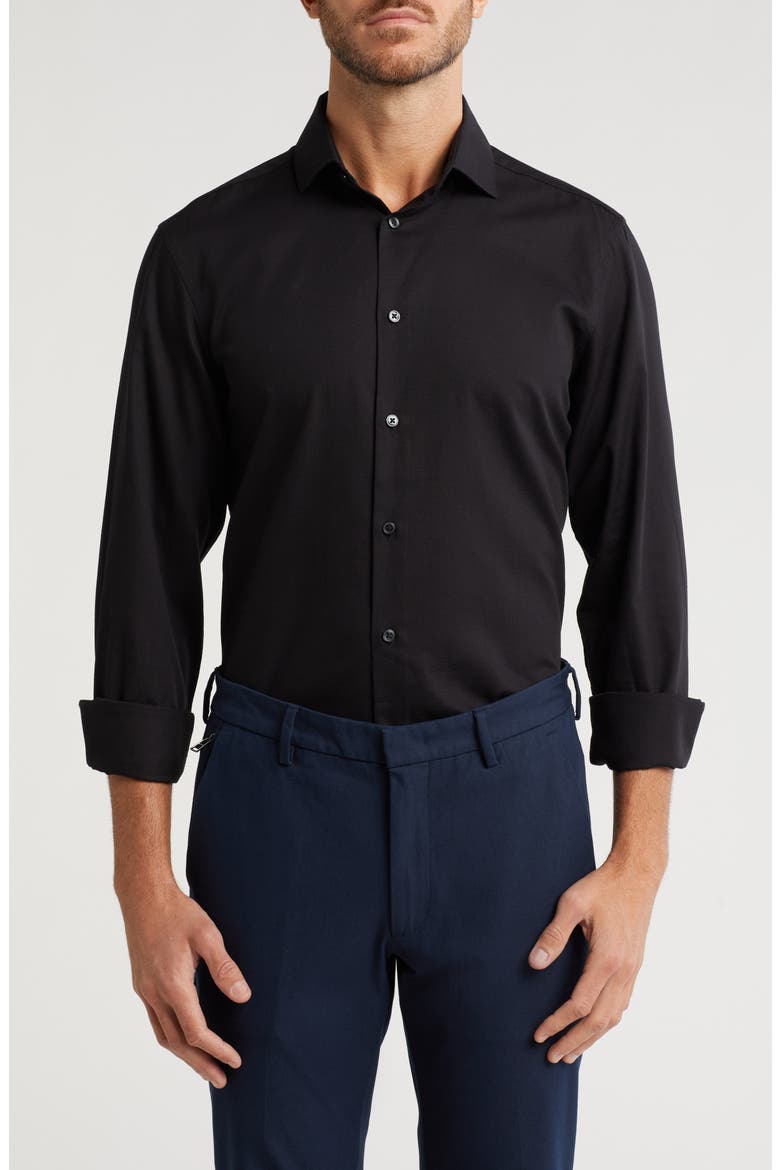 Core Slim Fit Dress Shirt, Main, color, BLACK