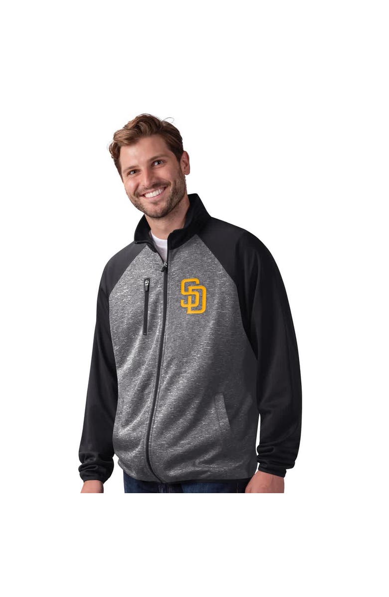 G-III SPORTS BY CARL BANKS Men's G-III Sports by Carl Banks  Black San Diego Padres Runners Raglan Full-Zip Track Jacket, Alternate, color, Black