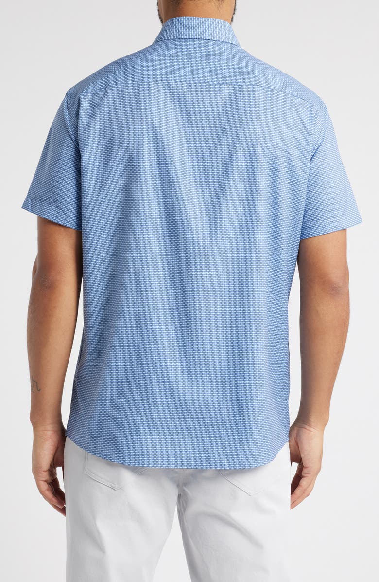 Peter Millar Graham Microprint Short Sleeve Performance Button-Up Shirt, Alternate, color, 