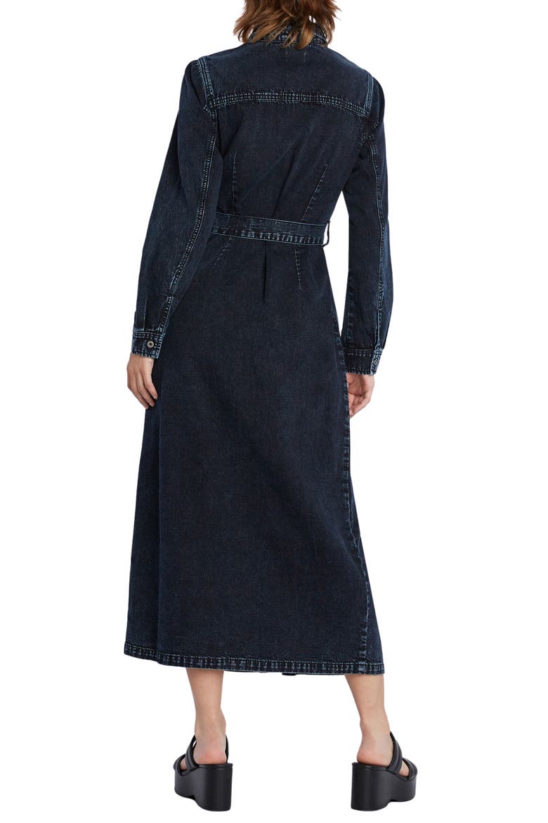 Tie Waist Long Sleeve Denim Maxi Shirtdress, Alternate, color, SLATE BLUE