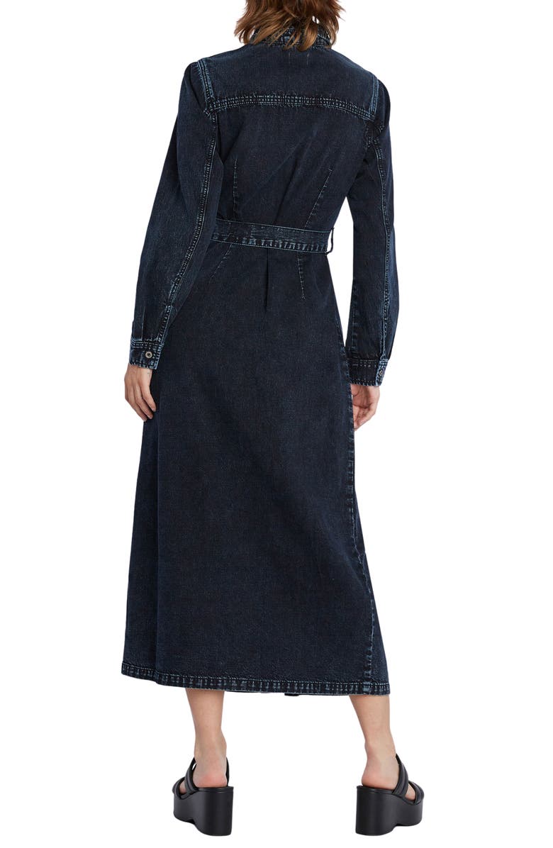 Wash Lab Denim Tie Waist Long Sleeve Denim Maxi Shirtdress, Alternate, color, Slate Blue