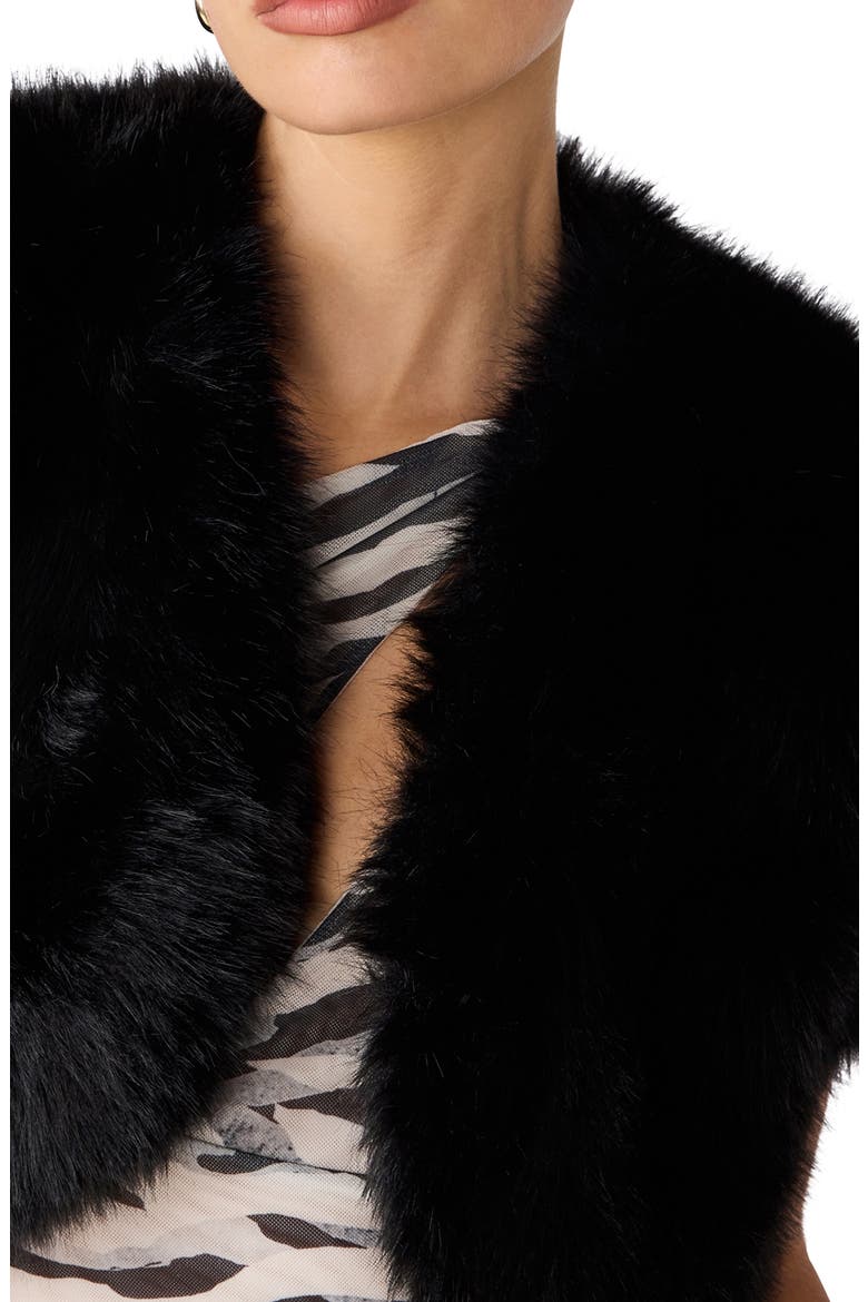 Jalen Faux Fur Bolero, Alternate, color, BLACK
