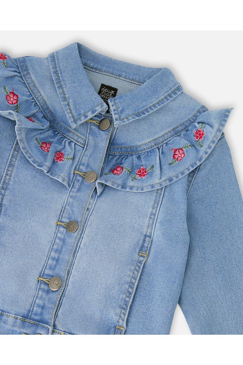 Embroidery Long Sleeve Denim Jacket, Alternate, color, Light Blue Denim