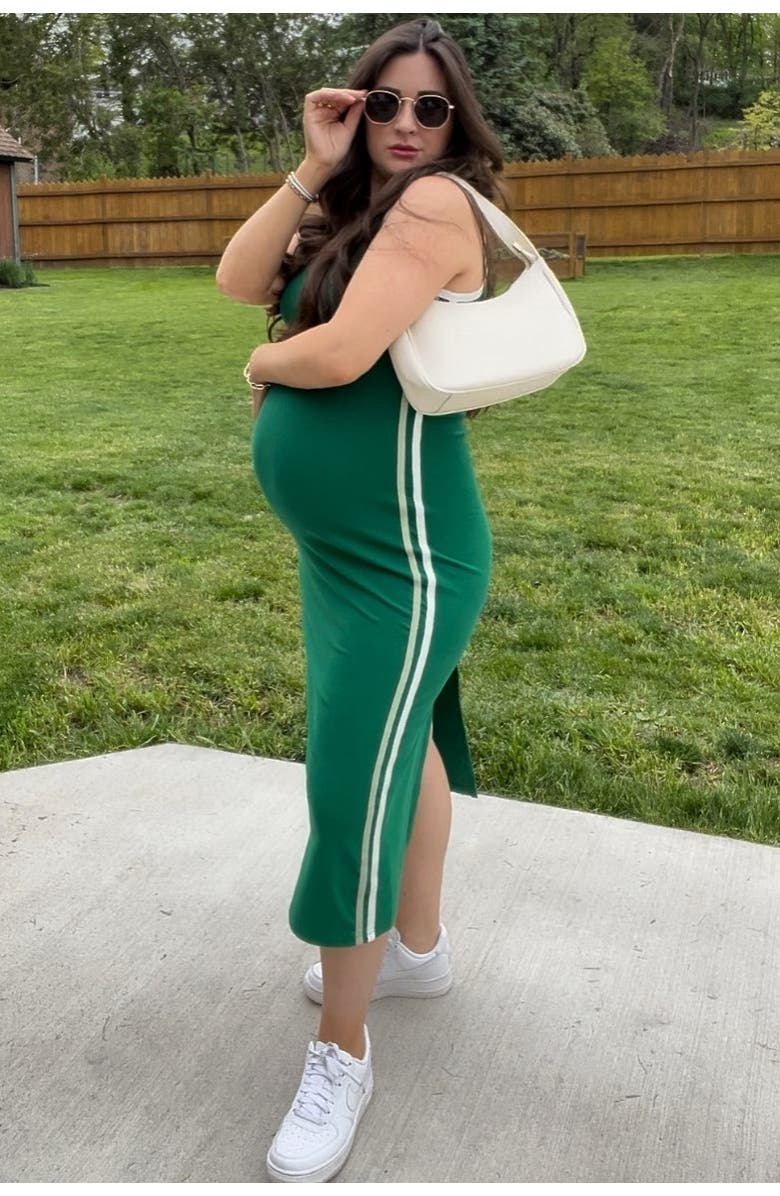 PinkBlush Sleeveless Contrasting Stripe Maxi Dress, Alternate, color, Green