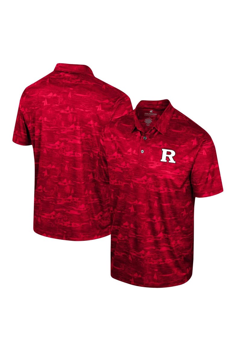 Men's Colosseum Scarlet Rutgers Scarlet Knights Daly Print Polo, Alternate, color, Scarlet
