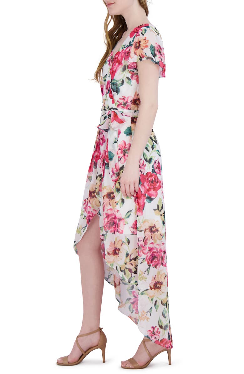 Julia Jordan Floral High-Low Faux Wrap Dress, Alternate, color,