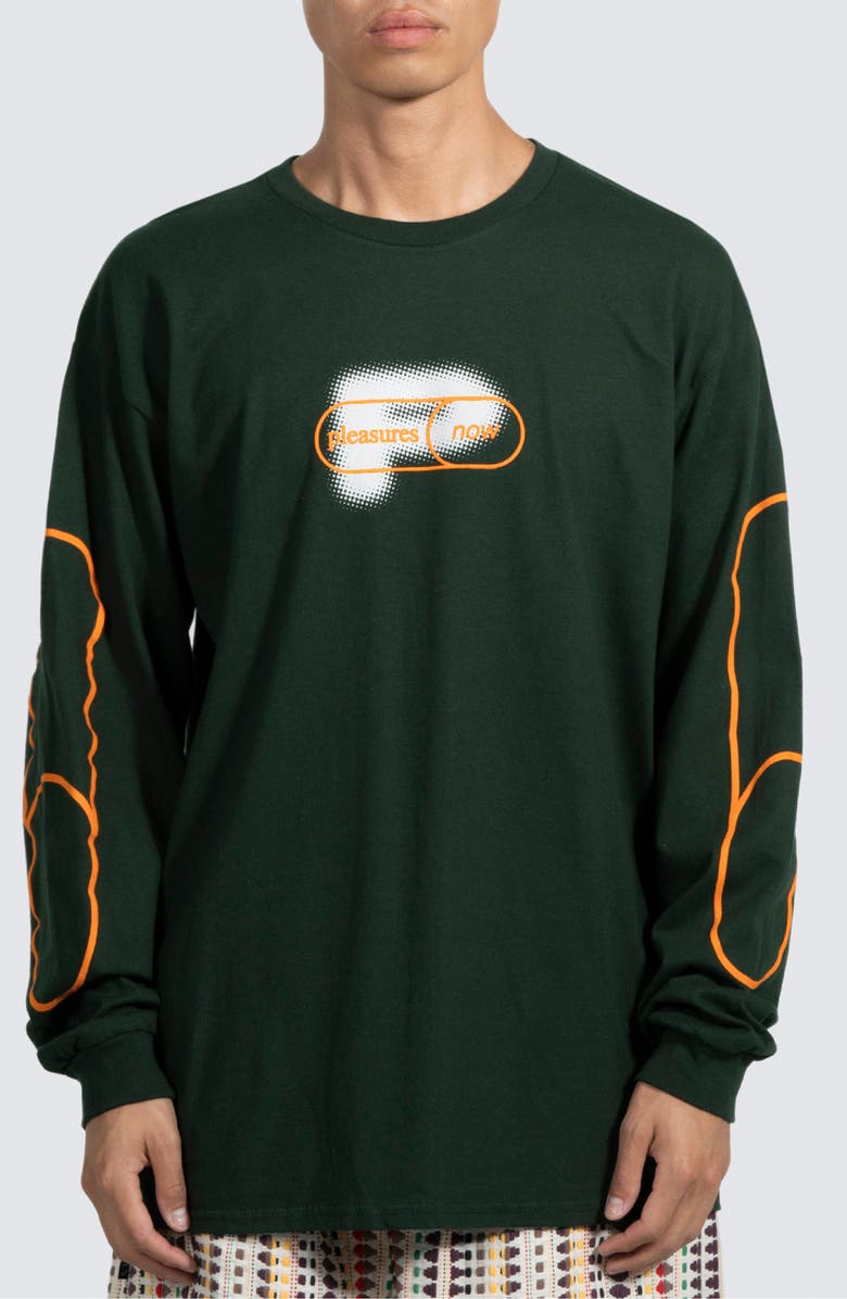 PLEASURES Pixel Long Sleeve Cotton Graphic T-Shirt, Main, color,