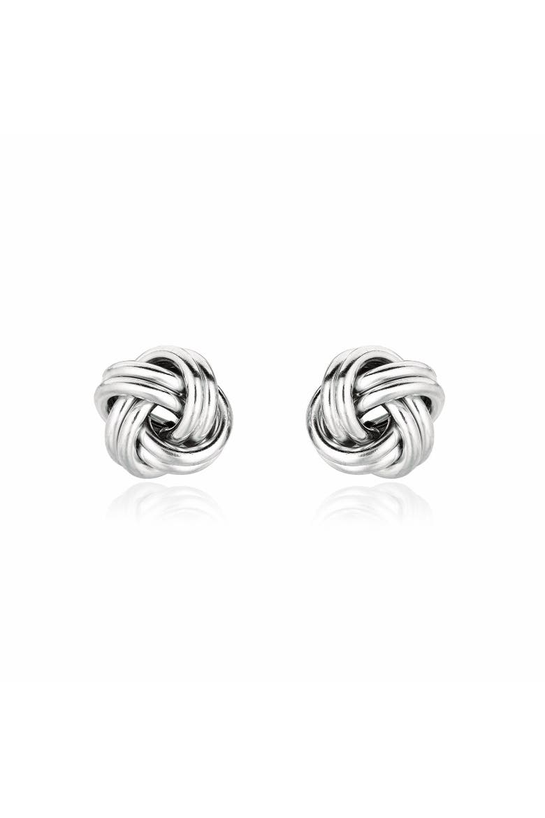 Large Polished Knot Stud Earring, Alternate, color, Sterling Silver