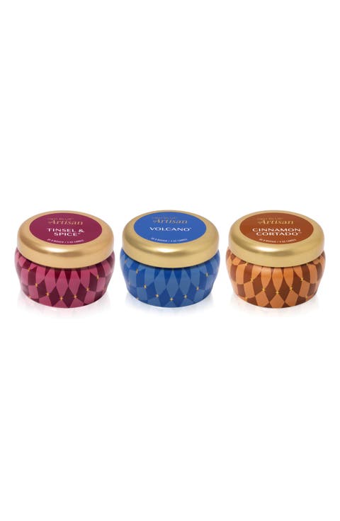 Winter Bazaar 3-Piece Mini Tin Candle Set