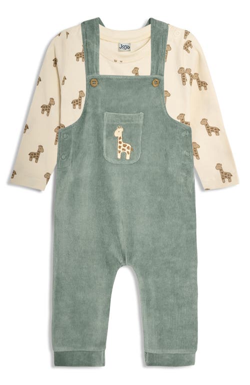 Jojo Maman Bébé Babies' Jojo Maman Bebe Giraffe Print Long Sleeve T-shirt & Corduroy Overalls Set In Green