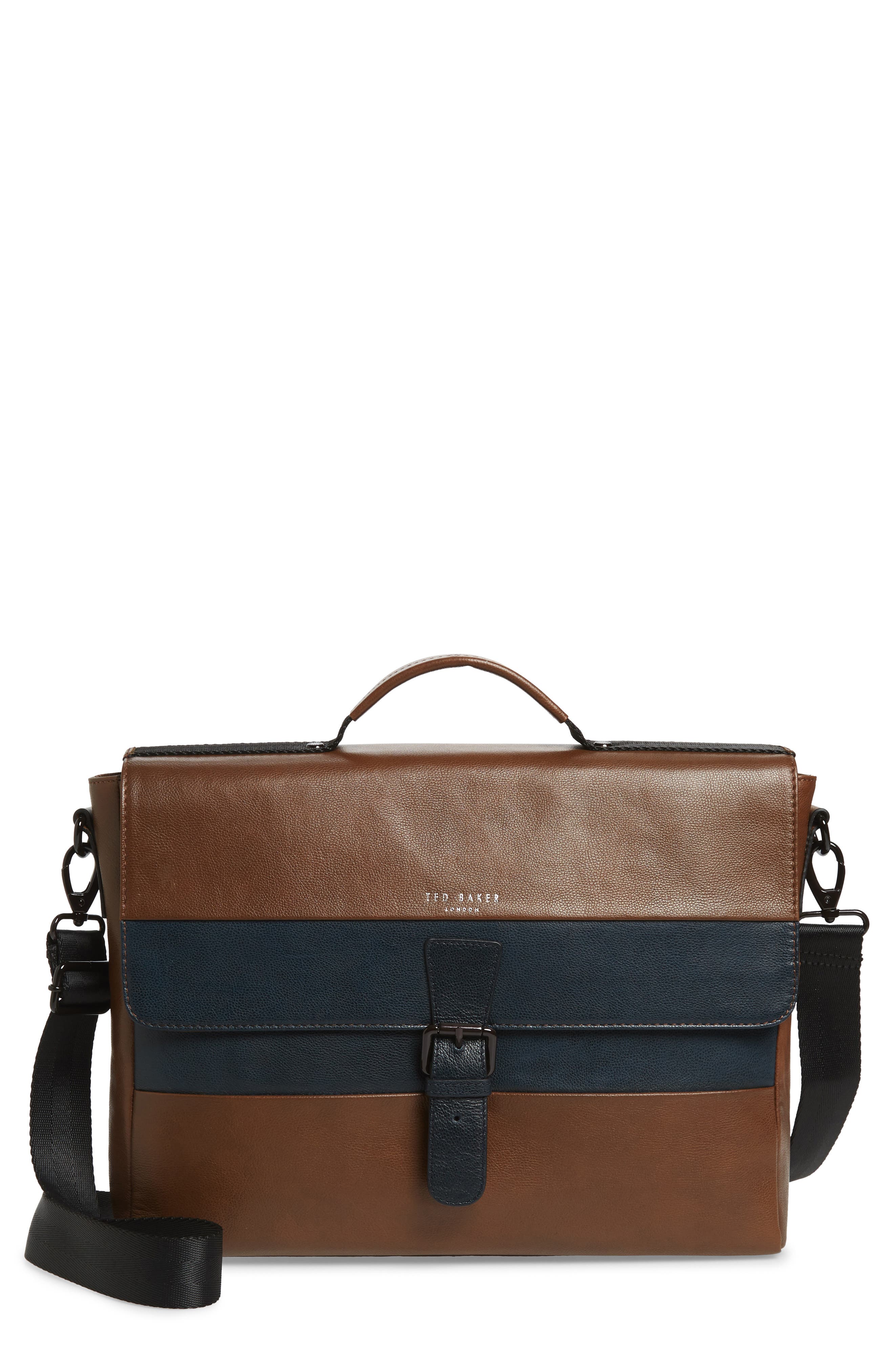 Ted Baker London Leather Briefcase, Main, color, 