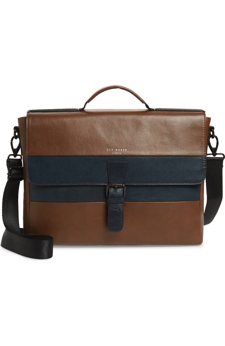 Ted Baker London Leather Briefcase, Main, color,
