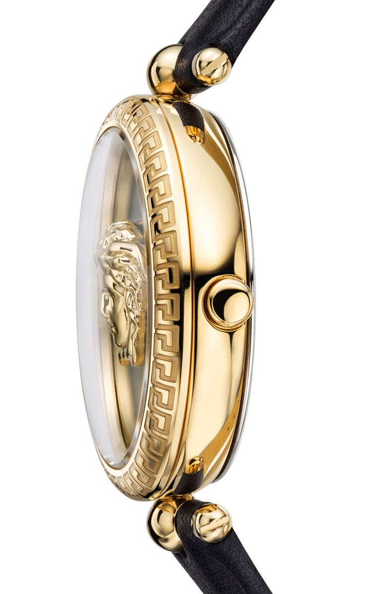 Versace Women's Palazzo Empire Black Leather Watch, 34mm, Alternate, color, 