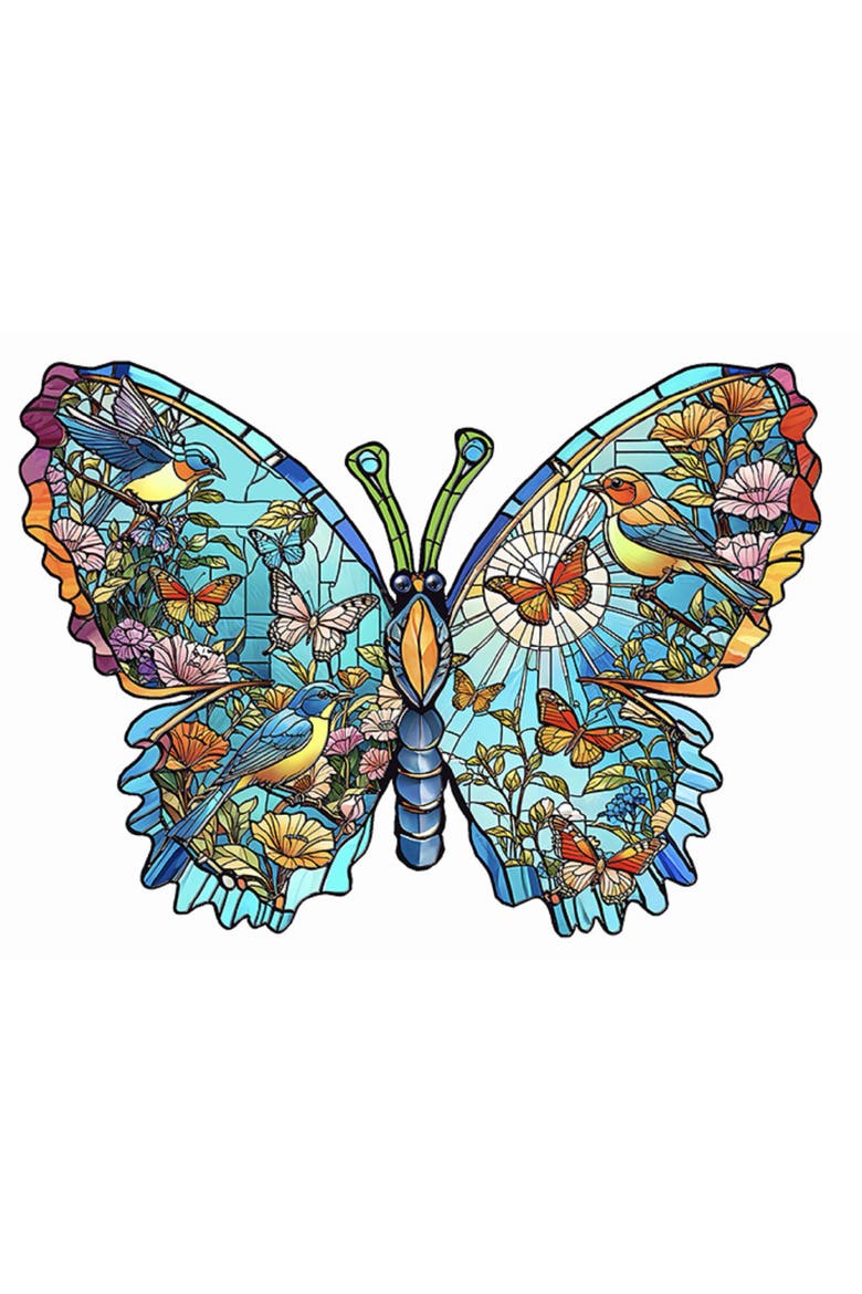 Birds, Flowers and Butterflies 1000 piece Jigsaw Puzzle for Adults Special Shape, Alternate, color, Multicolor