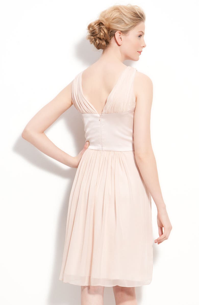 Donna Morgan Satin & Pleated Chiffon Dress, Alternate, color,