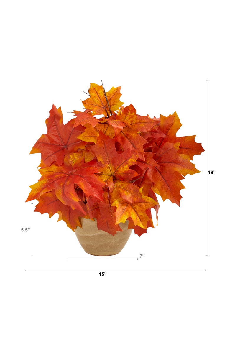 16-in Autumn Maple Leaf Artificial Plant in Decorative Planter, Alternate, color, Orange