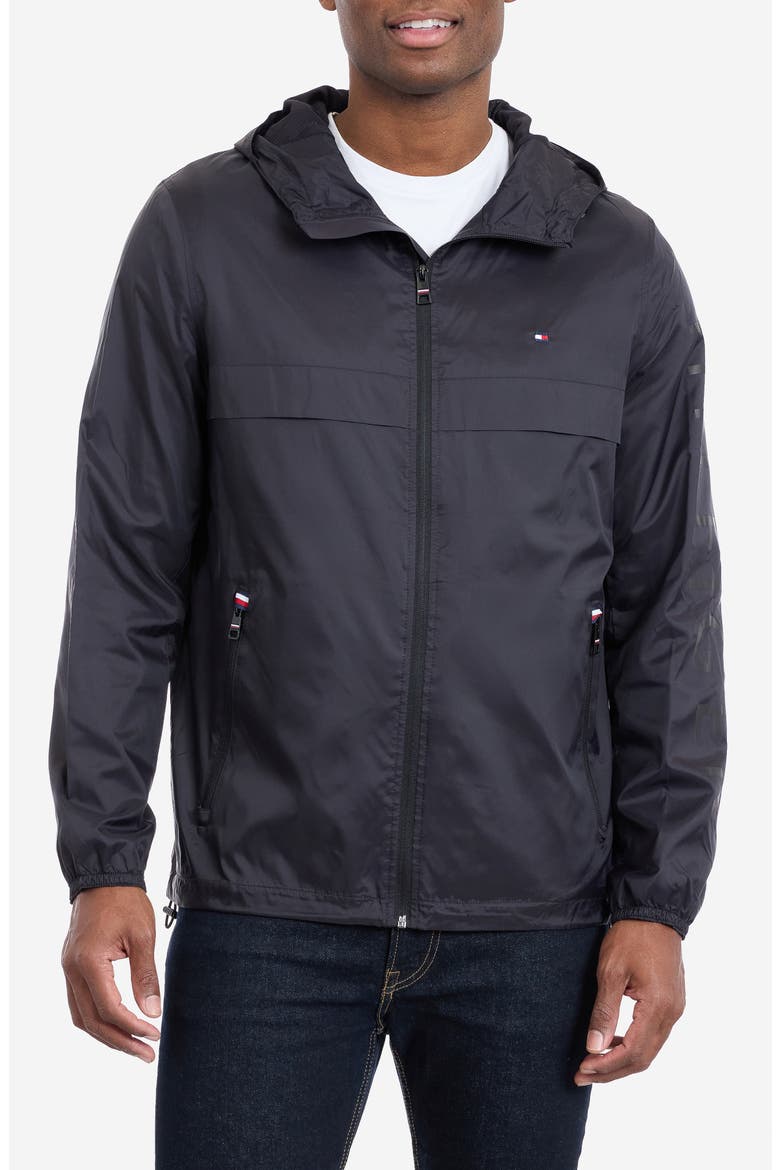 Hooded Windbreaker, Main, color, BLACK