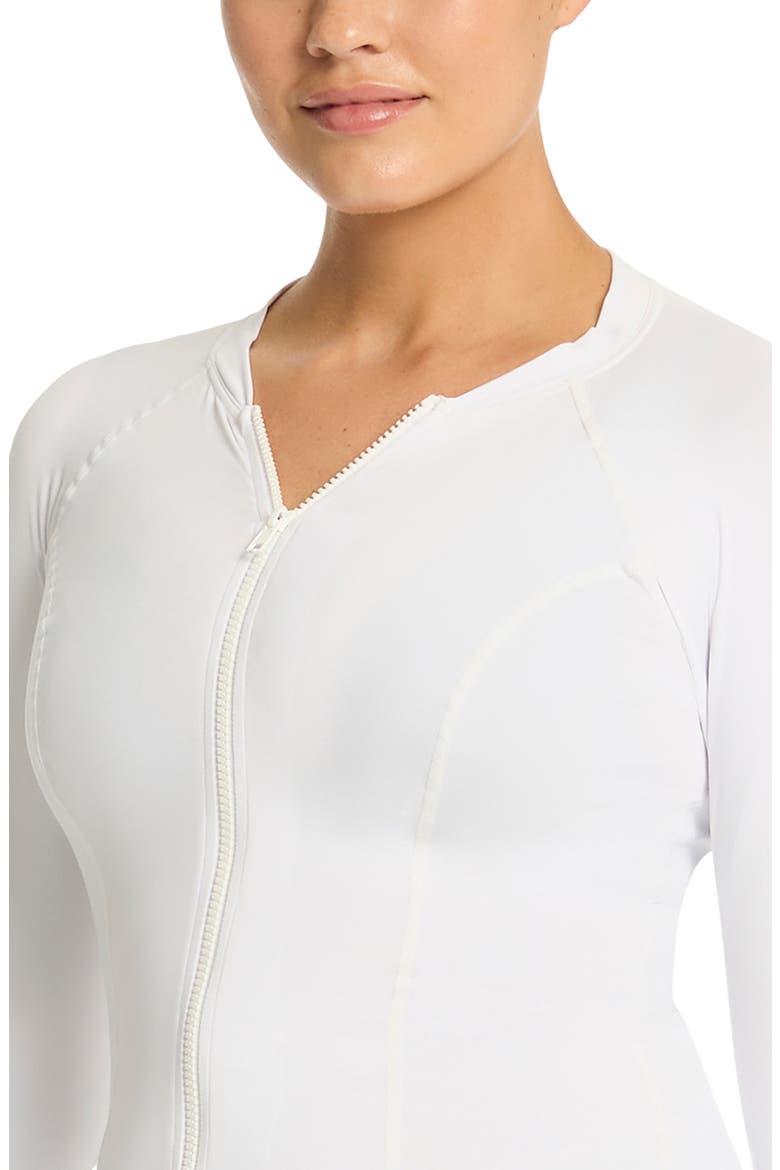 Zip Long Sleeve Rashguard Top, Alternate, color, WHITE