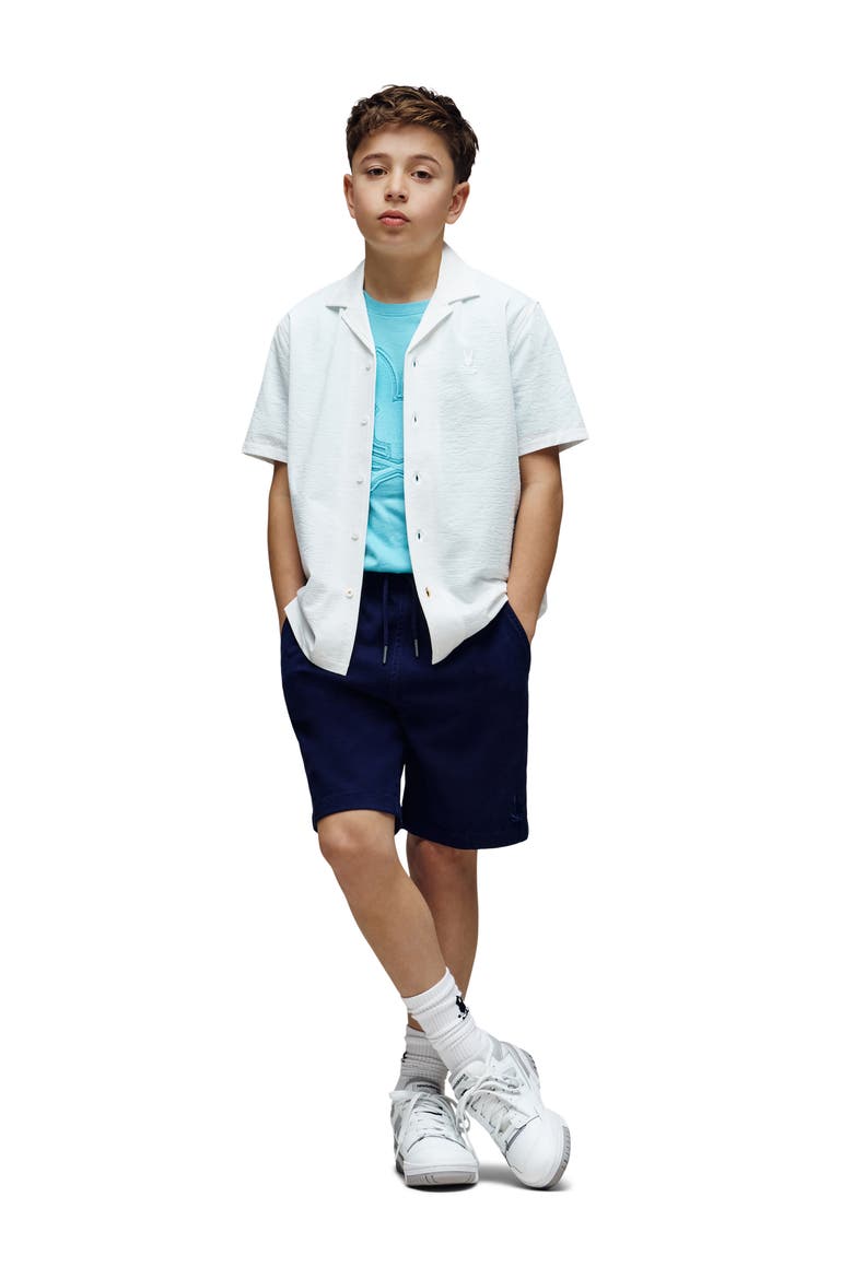 Kids' Jayme Seersucker Camp Shirt, Alternate, color, WHITE