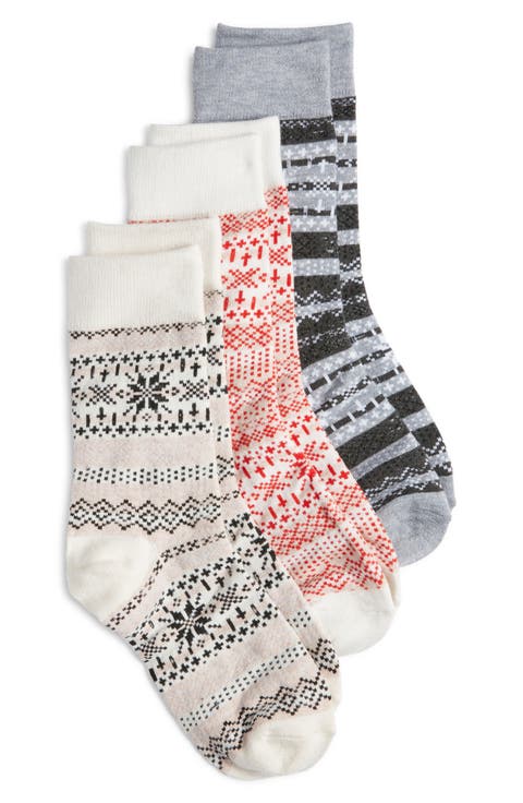 Assorted 3-Pack Cotton Blend Crew Socks