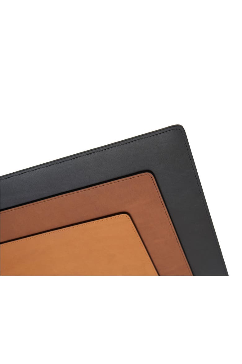 Nash Leather Placemat, Alternate, color, Black - Set of 8