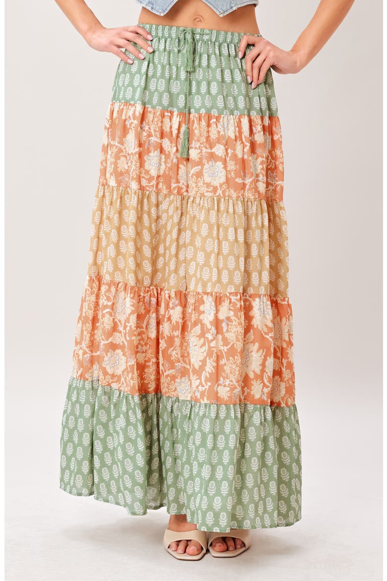 Tiered Print Maxi Skirt, Alternate, color, MULTI COLOR