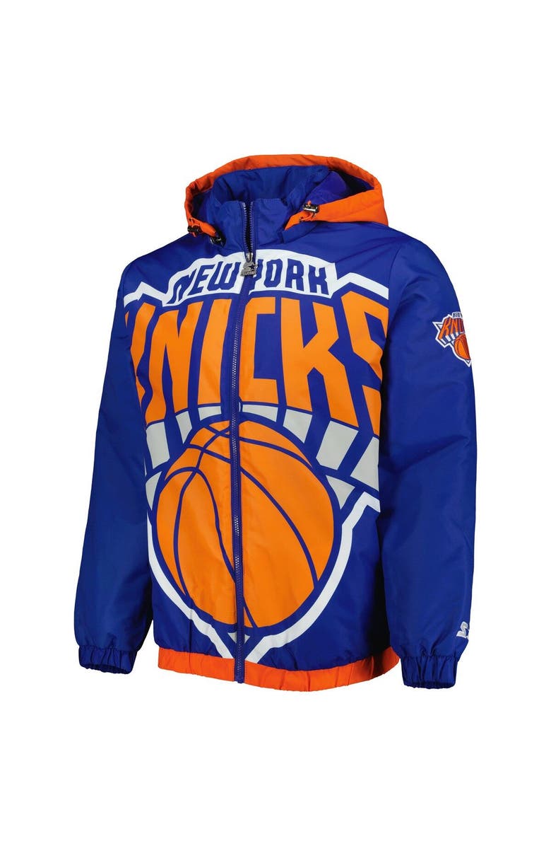 STARTER Men's Starter Blue New York Knicks The Triple Double Full-Zip Hoodie Jacket, Alternate, color, 