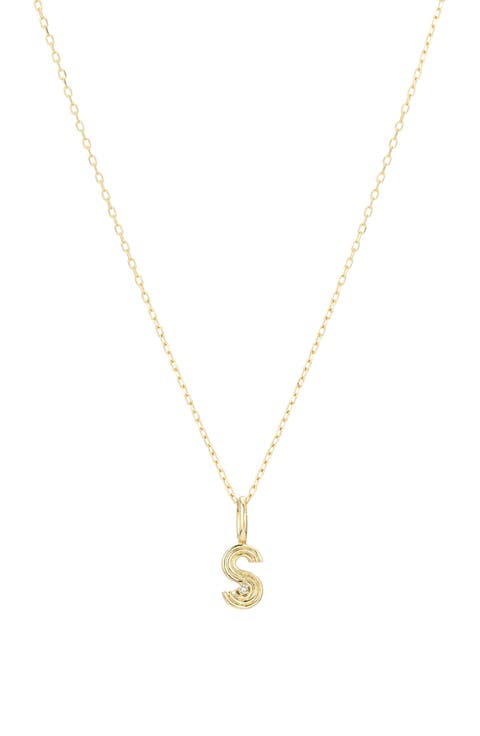 Groovy Diamond Initial Mini Charm Necklace