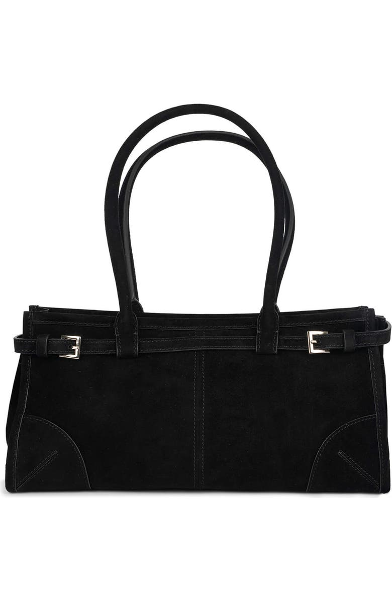 Jeffrey Campbell Pesky Leather Shoulder Bag, Main, color, Black Suede