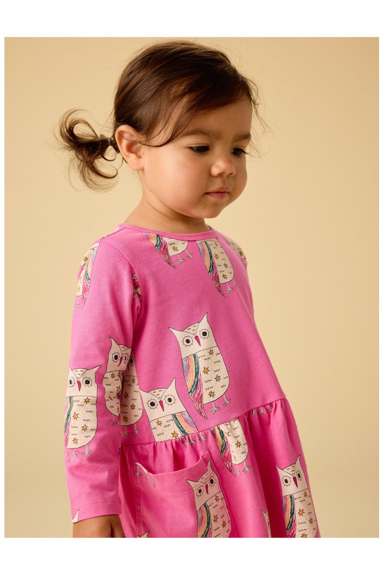 Long Sleeve Pocket Dress, Alternate, color, Rainbow Eagle Owl