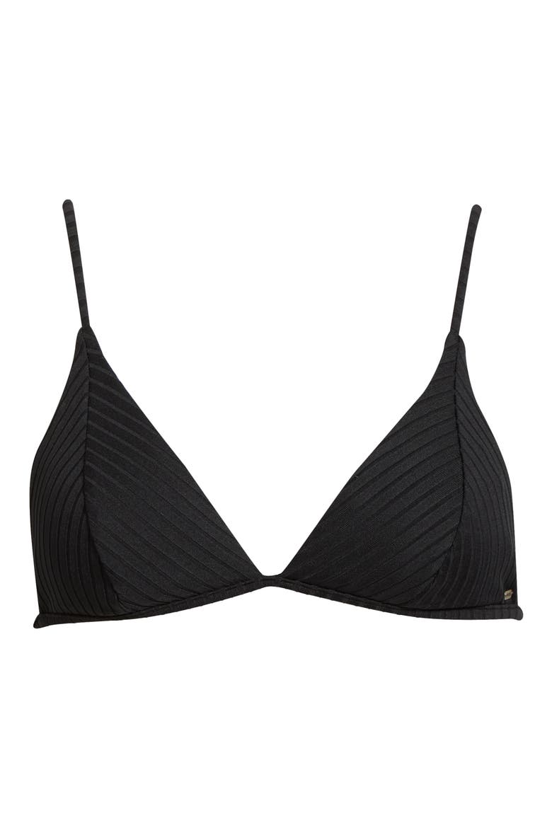 Surf Banded Fixed Triangle Bikini Top, Alternate, color, BLACK