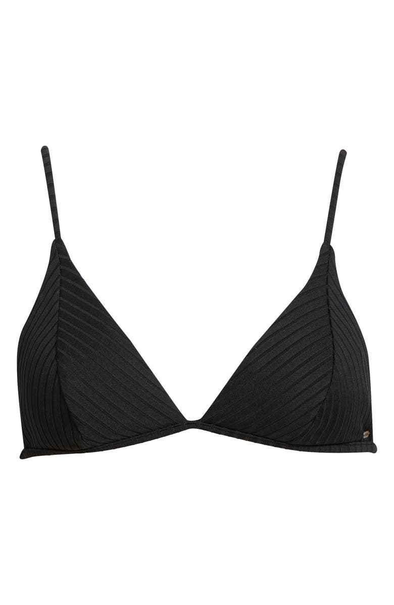 Rip Curl Surf Banded Fixed Triangle Bikini Top, Alternate, color, Black