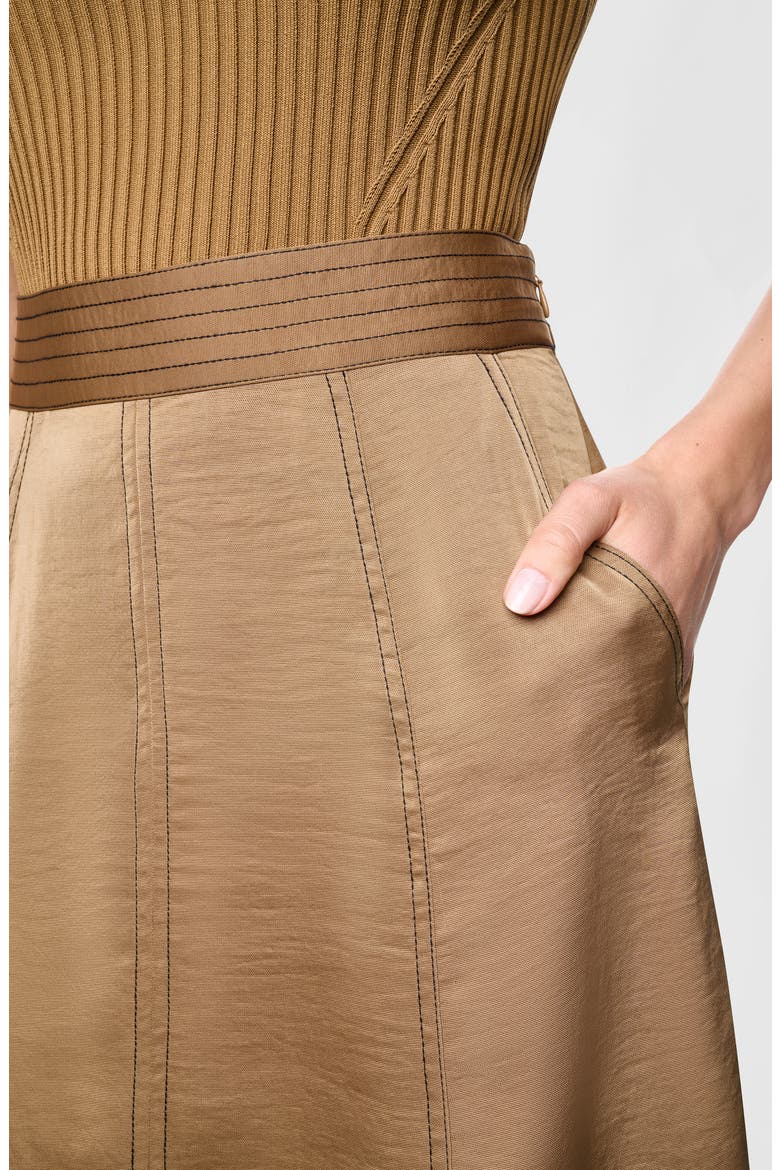 Satin Midi Skirt, Alternate, color, DUNE/ BLACK