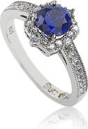SUZY LEVIAN Sterling Silver Sapphire Center Stone & Lab Grown White Sapphire