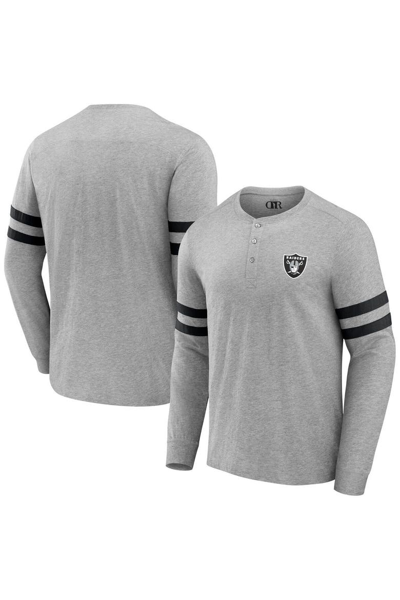 Men's NFL x Darius Rucker Collection by Fanatics Heather Gray Las Vegas Raiders Henley Long Sleeve T-Shirt, Main, color, Heather Gray