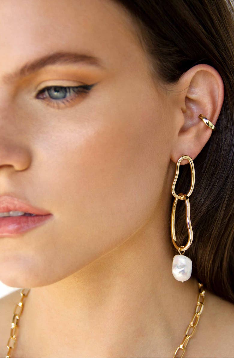 Ettika Cultured Freshwater Pearl Link Drop Earrings, Alternate, color, 