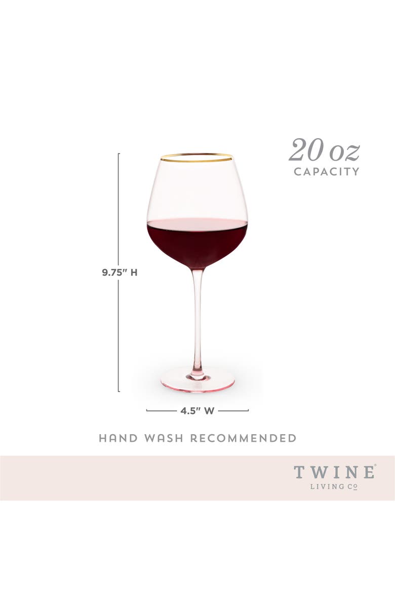 TWINE Rose Crystal Red Wine Glasses Set of 2, Alternate, color, Pink