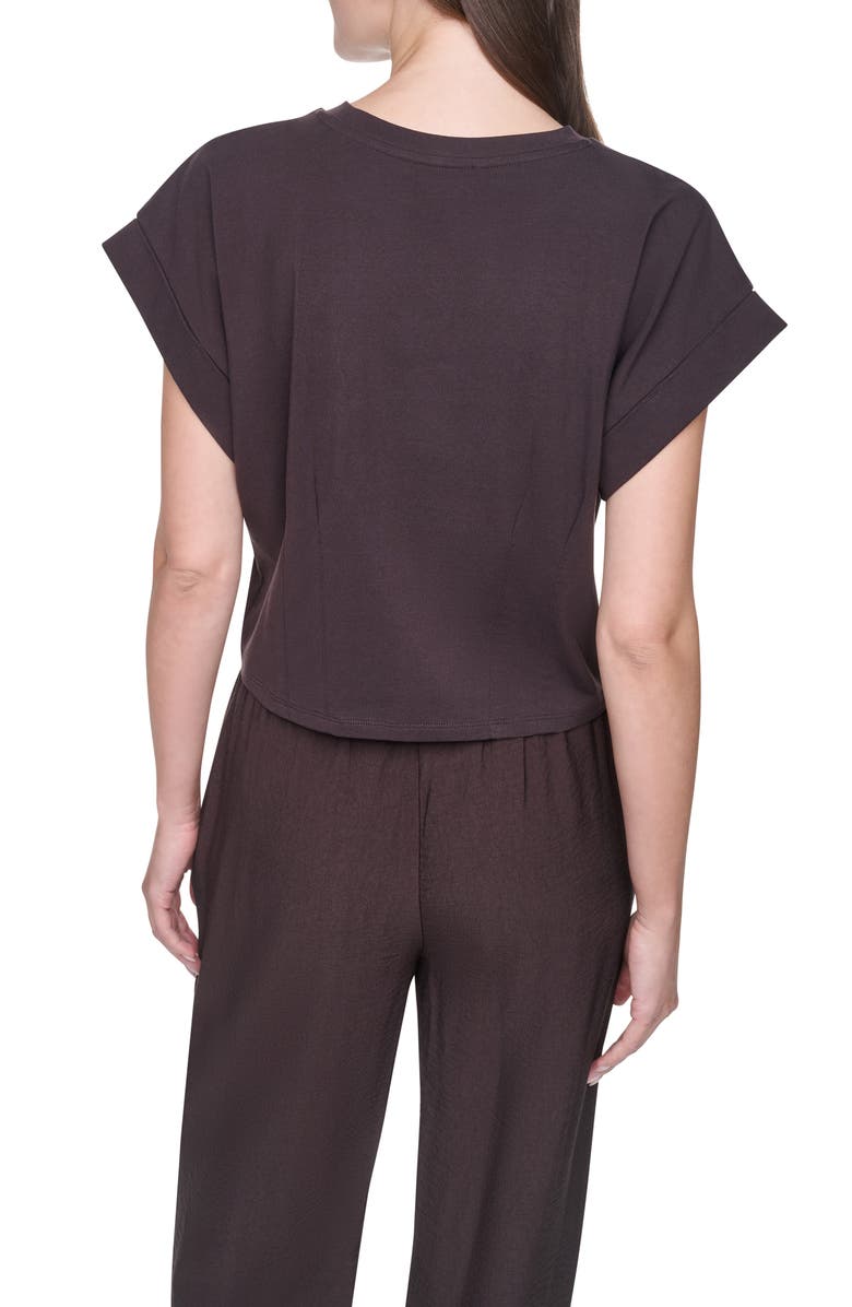 DKNY Crop Shoulder Crop T-Shirt, Alternate, color, Tobacco