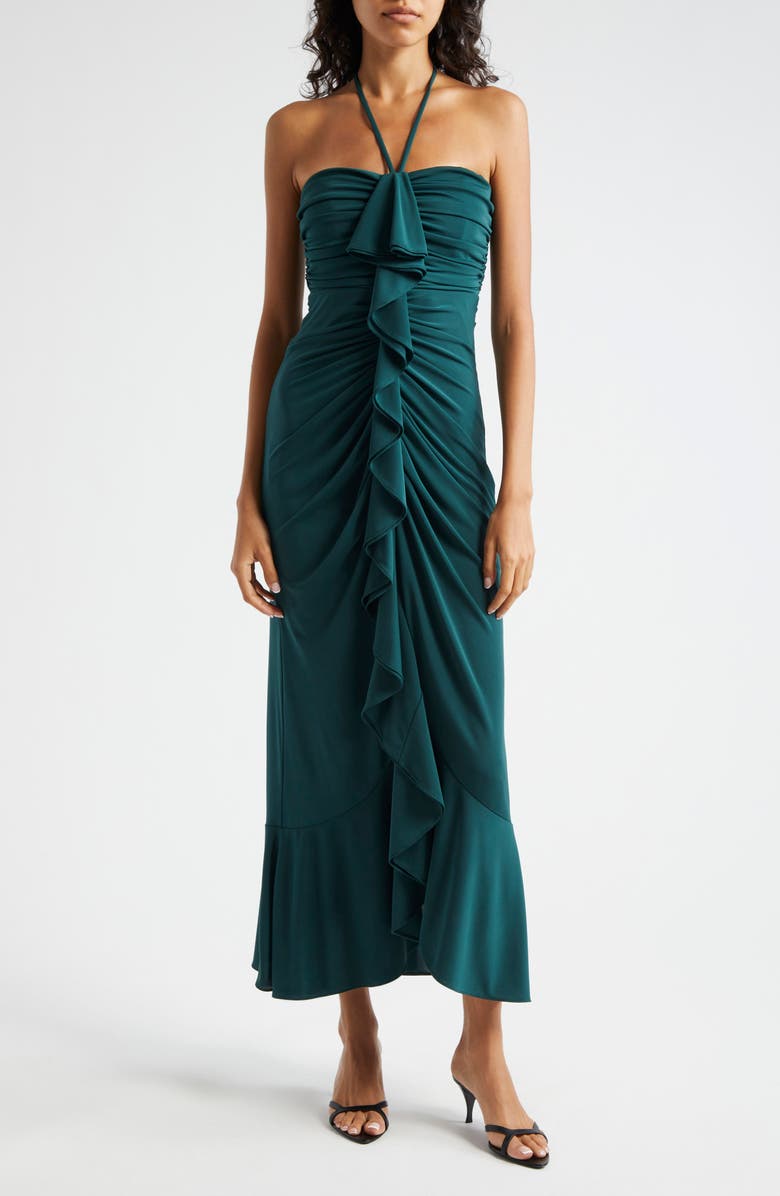Cinq à Sept Ellis Center Ruffle Halter Dress, Main, color,
